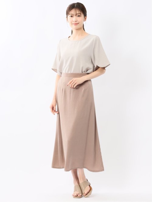 チャームベリーチック/CHRM BERRY TIC ワッシャーサテン ロングタイトスカート