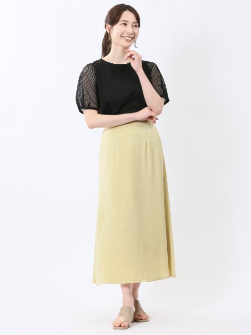 チャームベリーチック/CHRM BERRY TIC ワッシャーサテン ロングタイトスカート