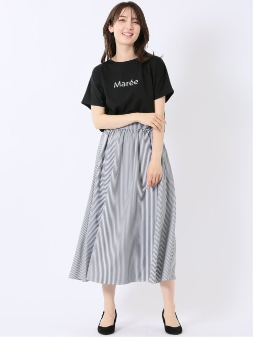 チャームベリーチック/CHRM BERRY TIC ストライプ プリント ギャザー スカート