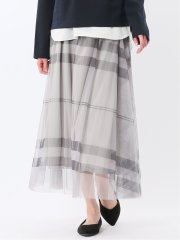 チャームベリーチック/CHRM BERRY TIC チュールチェック柄 ギャザースカート