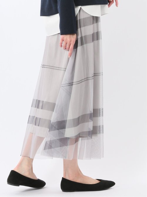 チャームベリーチック/CHRM BERRY TIC チュールチェック柄 ギャザースカート