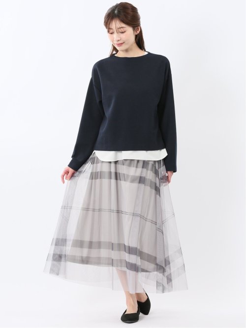 チャームベリーチック/CHRM BERRY TIC チュールチェック柄 ギャザースカート
