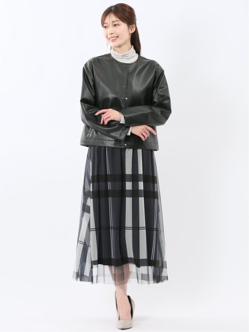 チャームベリーチック/CHRM BERRY TIC チュールチェック柄 ギャザースカート