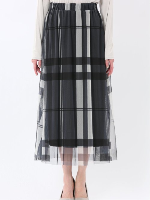 チャームベリーチック/CHRM BERRY TIC チュールチェック柄 ギャザースカート