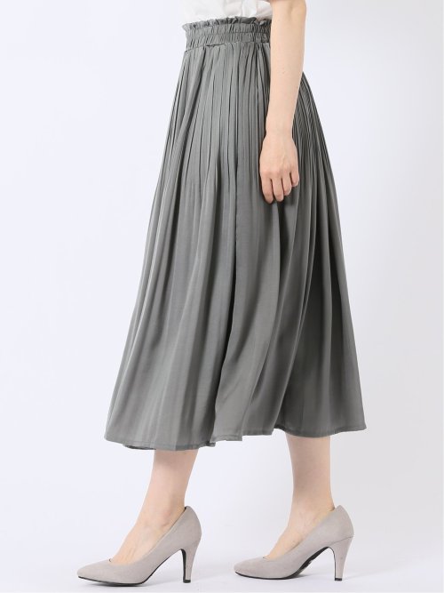 チャームベリーチック/CHRM BERRY TIC サテン 消し プリーツ ロング スカート