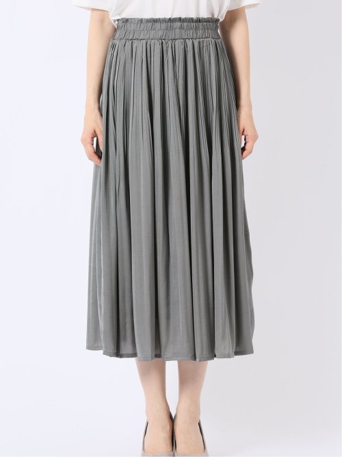 チャームベリーチック/CHRM BERRY TIC サテン 消し プリーツ ロング スカート