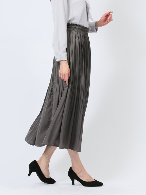 チャームベリーチック/CHRM BERRY TIC サテン 消しプリーツ ロングスカート