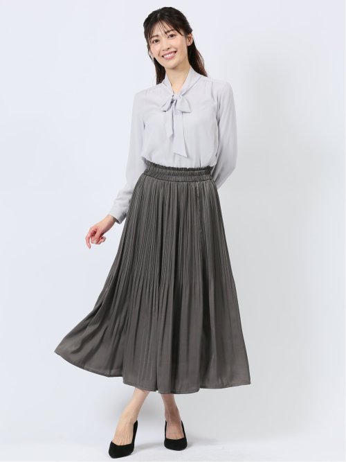 チャームベリーチック/CHRM BERRY TIC サテン 消しプリーツ ロングスカート
