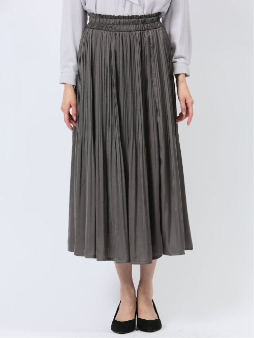 チャームベリーチック/CHRM BERRY TIC サテン 消しプリーツ ロングスカート