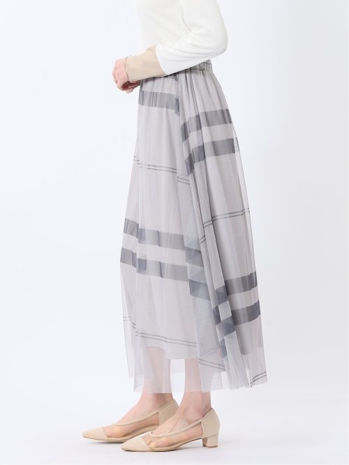 チャームベリーチック/CHRM BERRY TIC チュールチェック柄 ギャザースカート