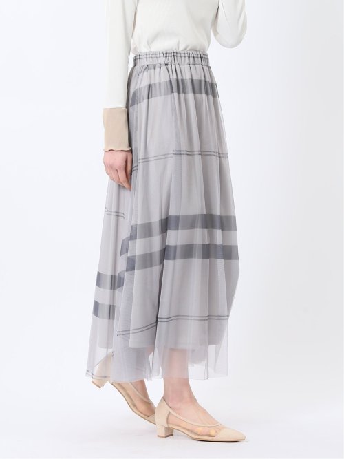 チャームベリーチック/CHRM BERRY TIC チュールチェック柄 ギャザースカート