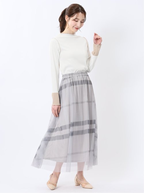 チャームベリーチック/CHRM BERRY TIC チュールチェック柄 ギャザースカート