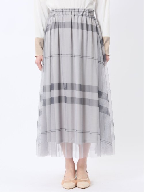 チャームベリーチック/CHRM BERRY TIC チュールチェック柄 ギャザースカート