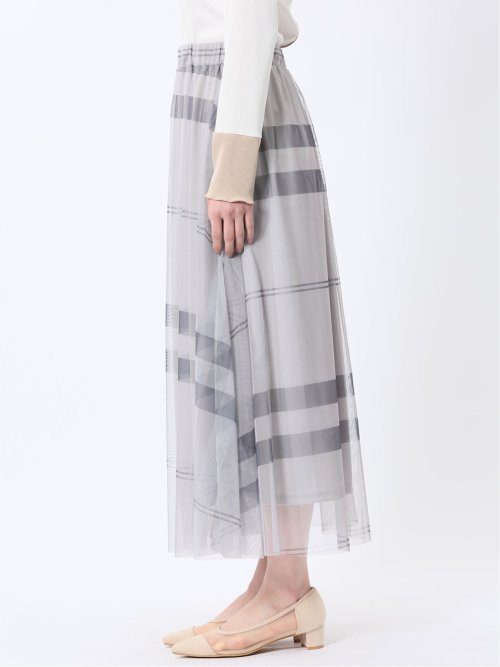 チャームベリーチック/CHRM BERRY TIC チュールチェック柄 ギャザースカート