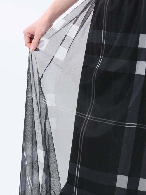 チャームベリーチック/CHRM BERRY TIC チュールチェック柄 ギャザースカート