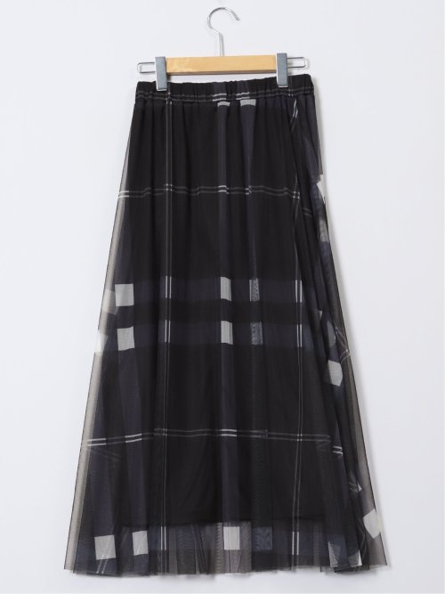 チャームベリーチック/CHRM BERRY TIC チュールチェック柄 ギャザースカート