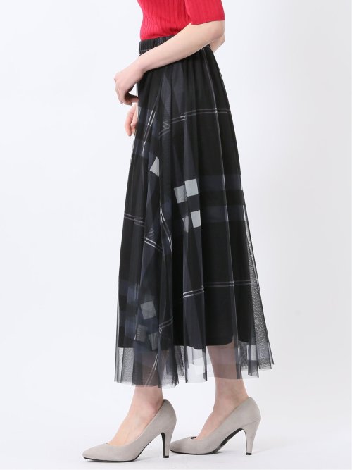 チャームベリーチック/CHRM BERRY TIC チュールチェック柄 ギャザースカート