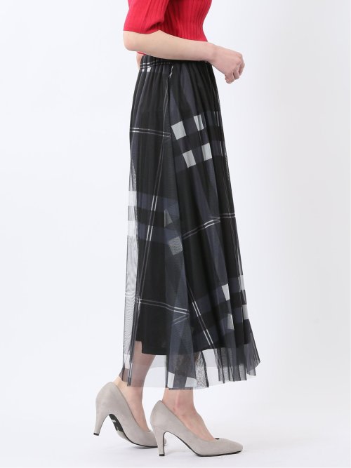 チャームベリーチック/CHRM BERRY TIC チュールチェック柄 ギャザースカート