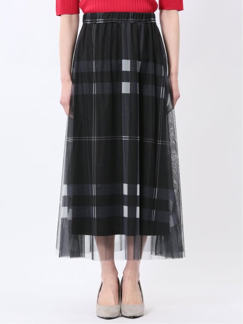 チャームベリーチック/CHRM BERRY TIC チュールチェック柄 ギャザースカート