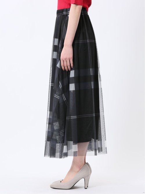 チャームベリーチック/CHRM BERRY TIC チュールチェック柄 ギャザースカート