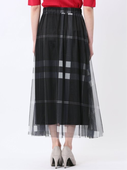 チャームベリーチック/CHRM BERRY TIC チュールチェック柄 ギャザースカート