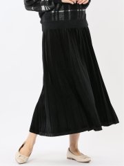 チャームベリーチック/CHRM BERRY TIC ストレッチベロア プリーツ ロングスカート