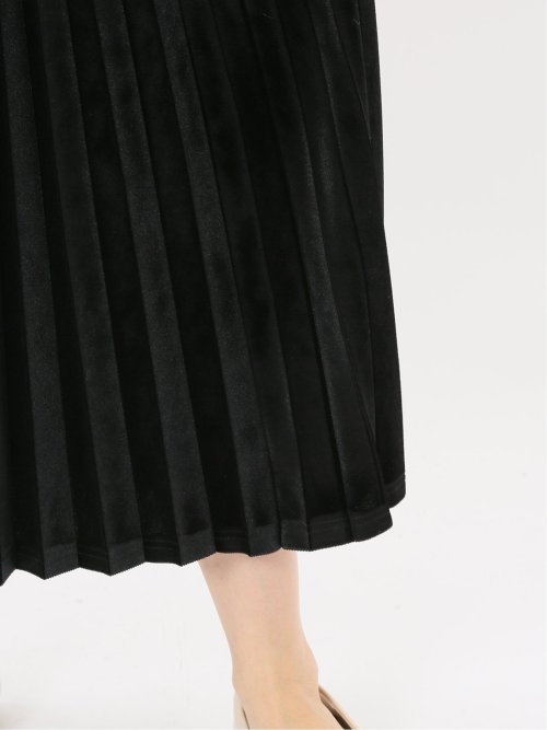 チャームベリーチック/CHRM BERRY TIC ストレッチベロア プリーツ ロングスカート