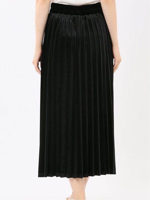 チャームベリーチック/CHRM BERRY TIC ストレッチベロア プリーツ ロングスカート