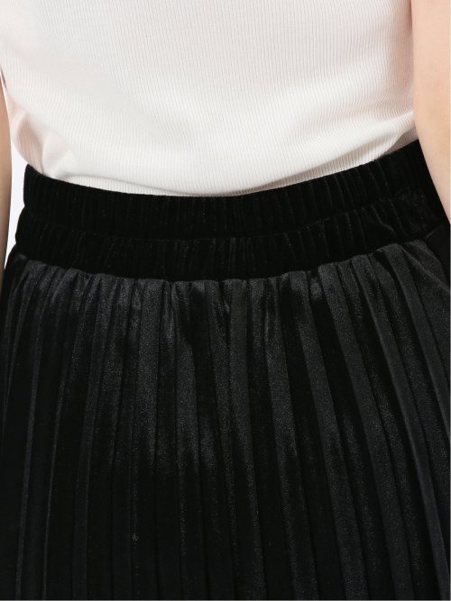 チャームベリーチック/CHRM BERRY TIC ストレッチベロア プリーツ ロングスカート