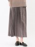 チャームベリーチック/CHRM BERRY TIC ストレッチベロア プリーツ ロングスカート