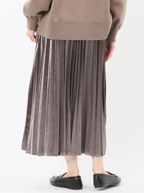 チャームベリーチック/CHRM BERRY TIC ストレッチベロア プリーツ ロングスカート