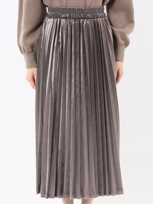 チャームベリーチック/CHRM BERRY TIC ストレッチベロア プリーツ ロングスカート