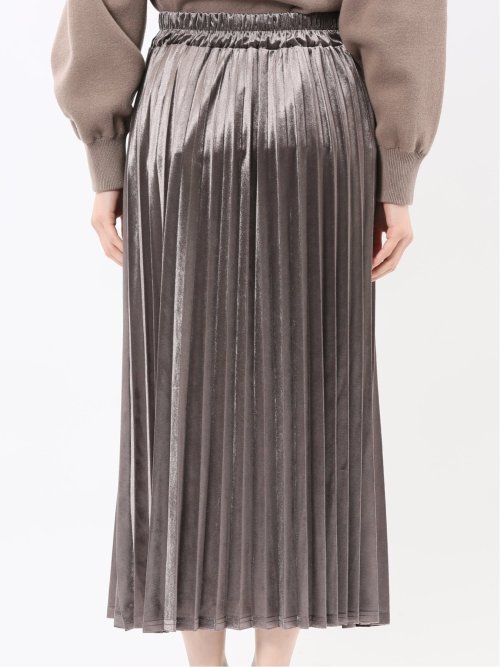 チャームベリーチック/CHRM BERRY TIC ストレッチベロア プリーツ ロングスカート