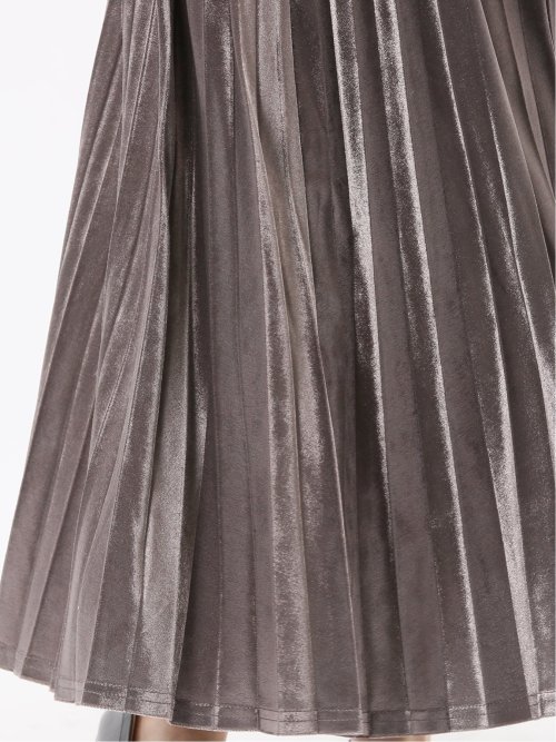 チャームベリーチック/CHRM BERRY TIC ストレッチベロア プリーツ ロングスカート