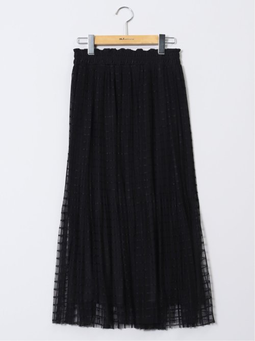 チャームベリーチック/CHRM BERRY TIC チェック柄レースチュール プリーツスカート