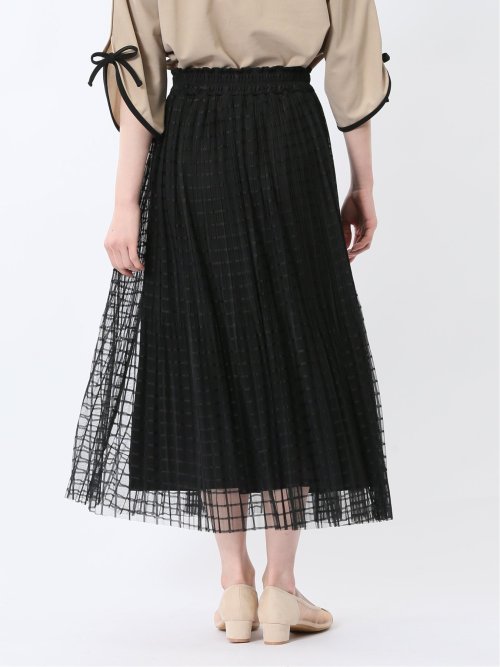 チャームベリーチック/CHRM BERRY TIC チェック柄レースチュール プリーツスカート