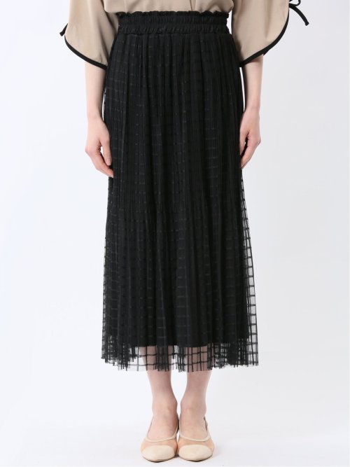 チャームベリーチック/CHRM BERRY TIC チェック柄レースチュール プリーツスカート