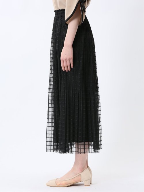 チャームベリーチック/CHRM BERRY TIC チェック柄レースチュール プリーツスカート