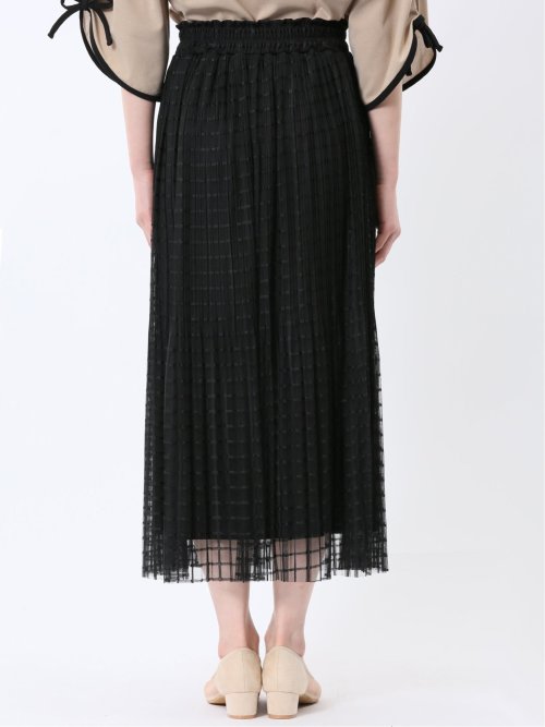 チャームベリーチック/CHRM BERRY TIC チェック柄レースチュール プリーツスカート