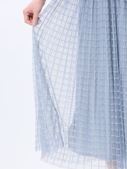 チャームベリーチック/CHRM BERRY TIC チェック柄レースチュール プリーツスカート