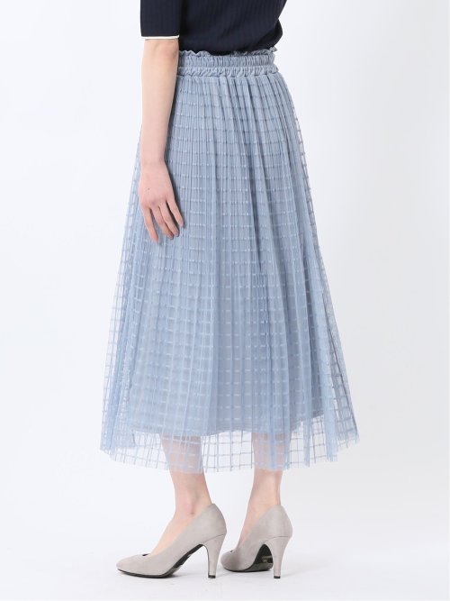 チャームベリーチック/CHRM BERRY TIC チェック柄レースチュール プリーツスカート