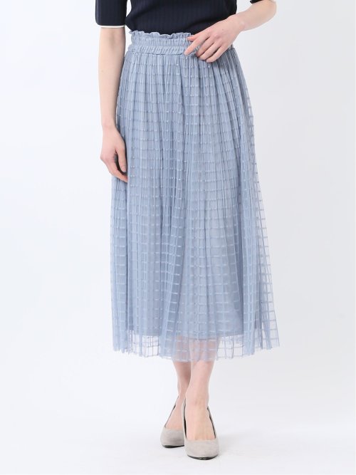 チャームベリーチック/CHRM BERRY TIC チェック柄レースチュール プリーツスカート