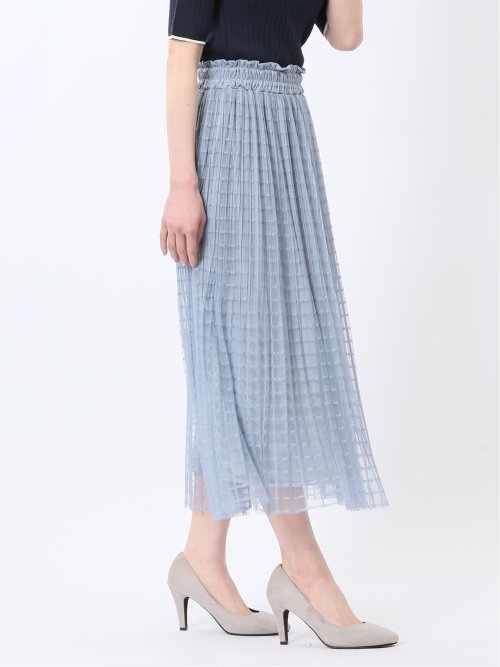 チャームベリーチック/CHRM BERRY TIC チェック柄レースチュール プリーツスカート