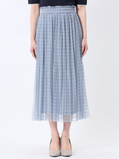 チャームベリーチック/CHRM BERRY TIC チェック柄レースチュール プリーツスカート