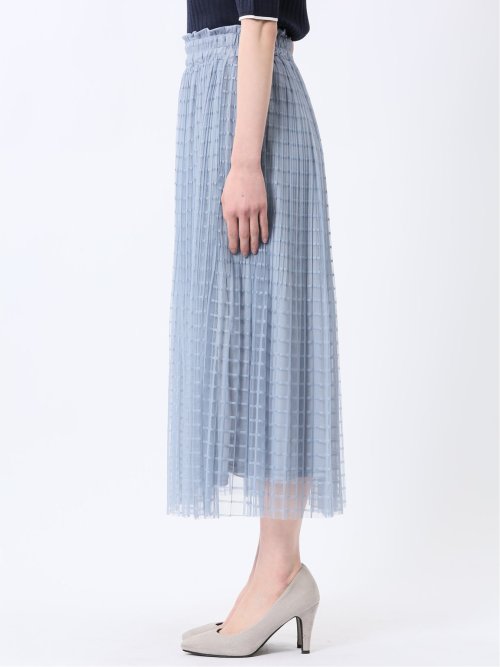 チャームベリーチック/CHRM BERRY TIC チェック柄レースチュール プリーツスカート