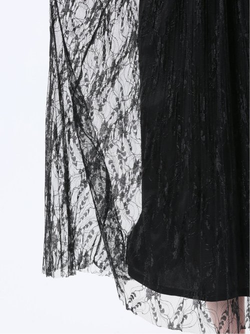 チャームベリーチック/CHRM BERRY TIC 花柄レースチュール プリーツスカート