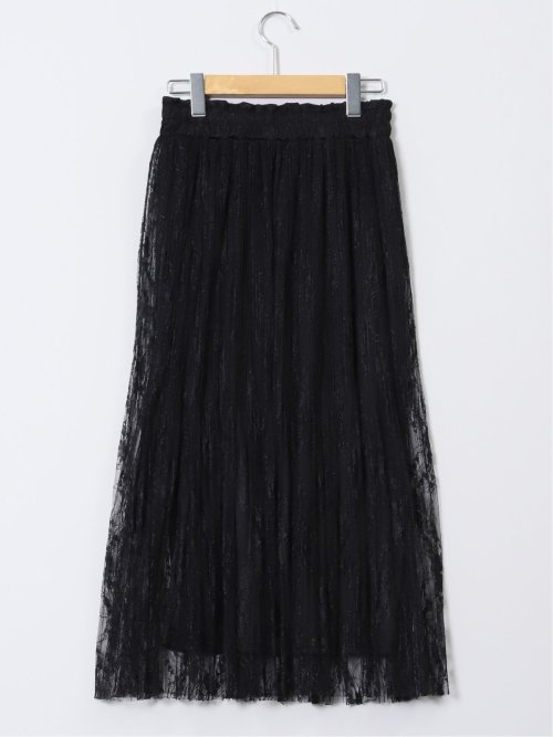 チャームベリーチック/CHRM BERRY TIC 花柄レースチュール プリーツスカート