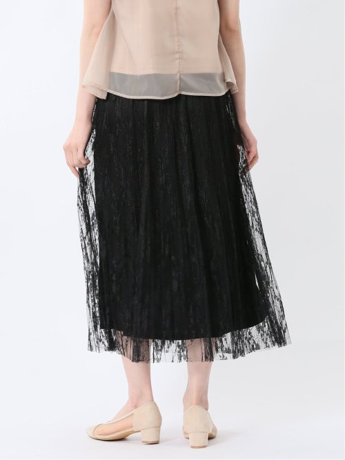 チャームベリーチック/CHRM BERRY TIC 花柄レースチュール プリーツスカート