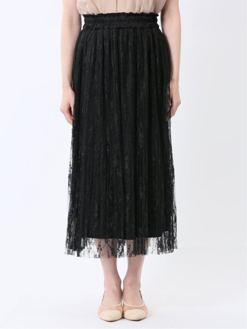 チャームベリーチック/CHRM BERRY TIC 花柄レースチュール プリーツスカート