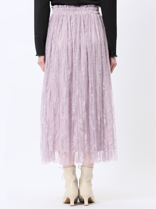 チャームベリーチック/CHRM BERRY TIC 花柄レースチュール プリーツスカート